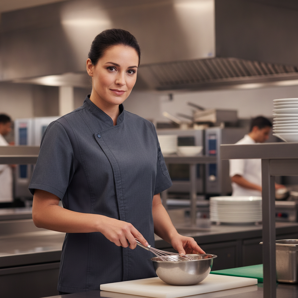 Polycotton Ink Blue Unisex Chef Jacket for Busy Kitchens