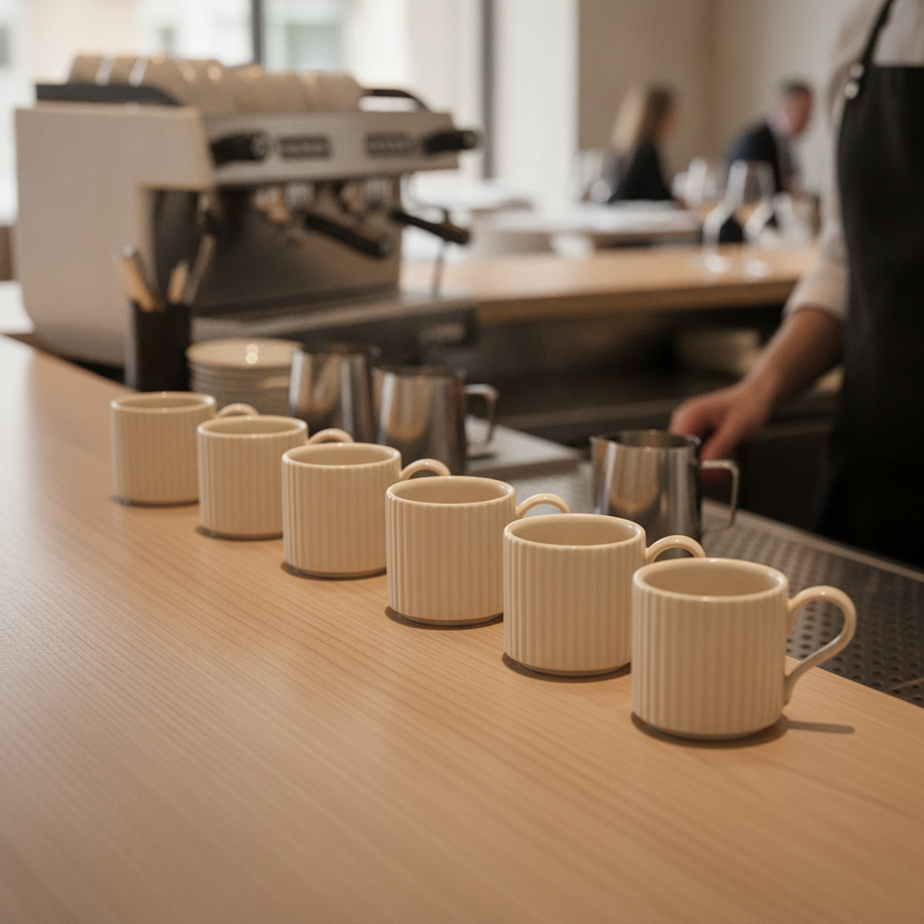 Porcelain Espresso Cups 80ml in Matt Sand for Hospitality (Pack of 6)