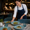 Deep Coupe Plates Aqua Vitrified Porcelain for Dining Rooms (Pack of 12)