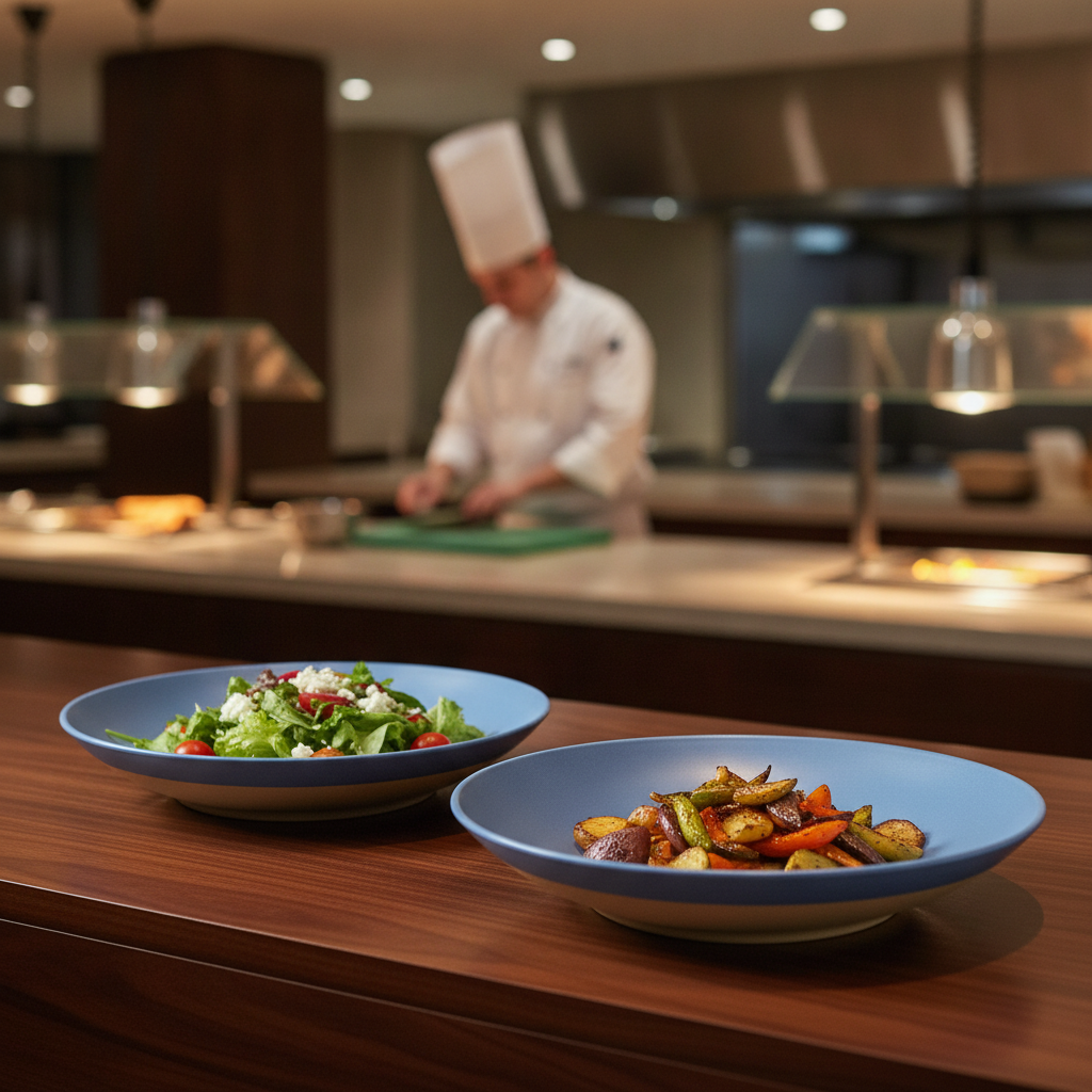 Melamine Blue Shallow Serving Bowls 360mm for Buffet Presentations (Pack of 2)