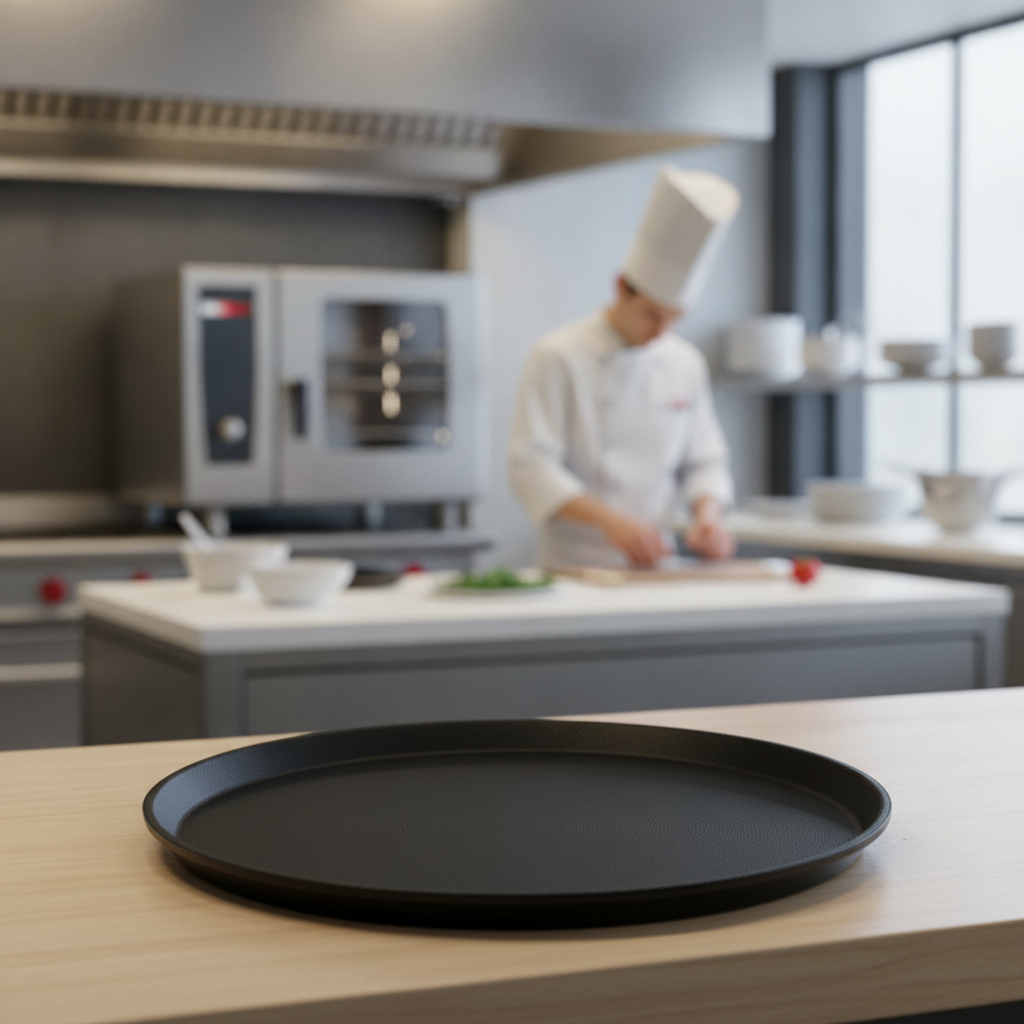 Plastic Non-Slip Round Tray 280mm for Food Service