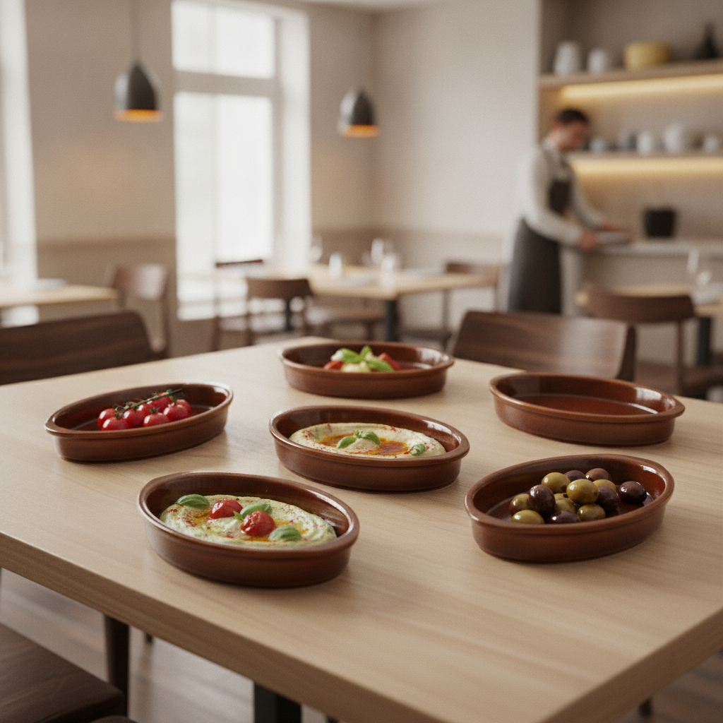 Porcelain Rustic Brown Mezze Dishes 170mm for Serving (Pack of 6)
