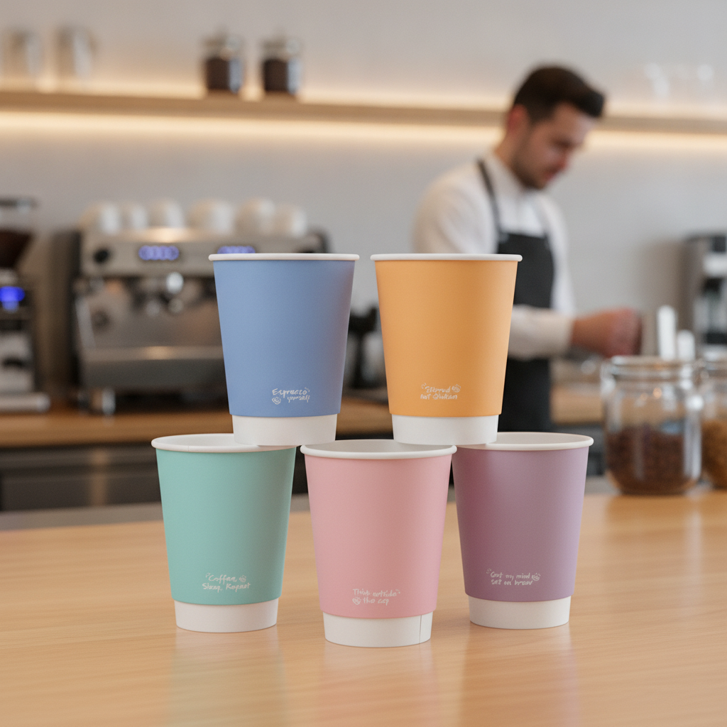 PLA & Paper Double Wall Hot Cups 12oz for Takeaway Drinks (Pack of 500)