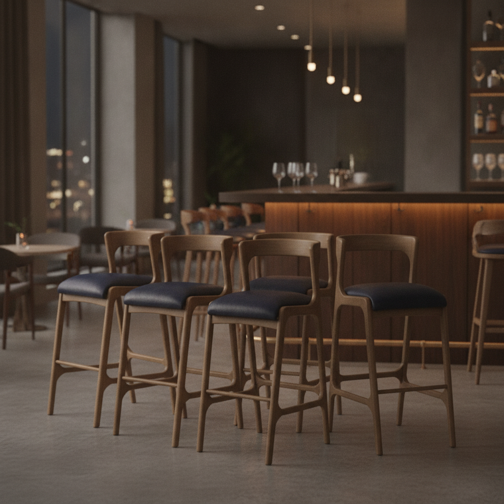 Rubber Wood Copenhagen Bar Chair 1055x460mm for Elegant Venues (Pack of 6)