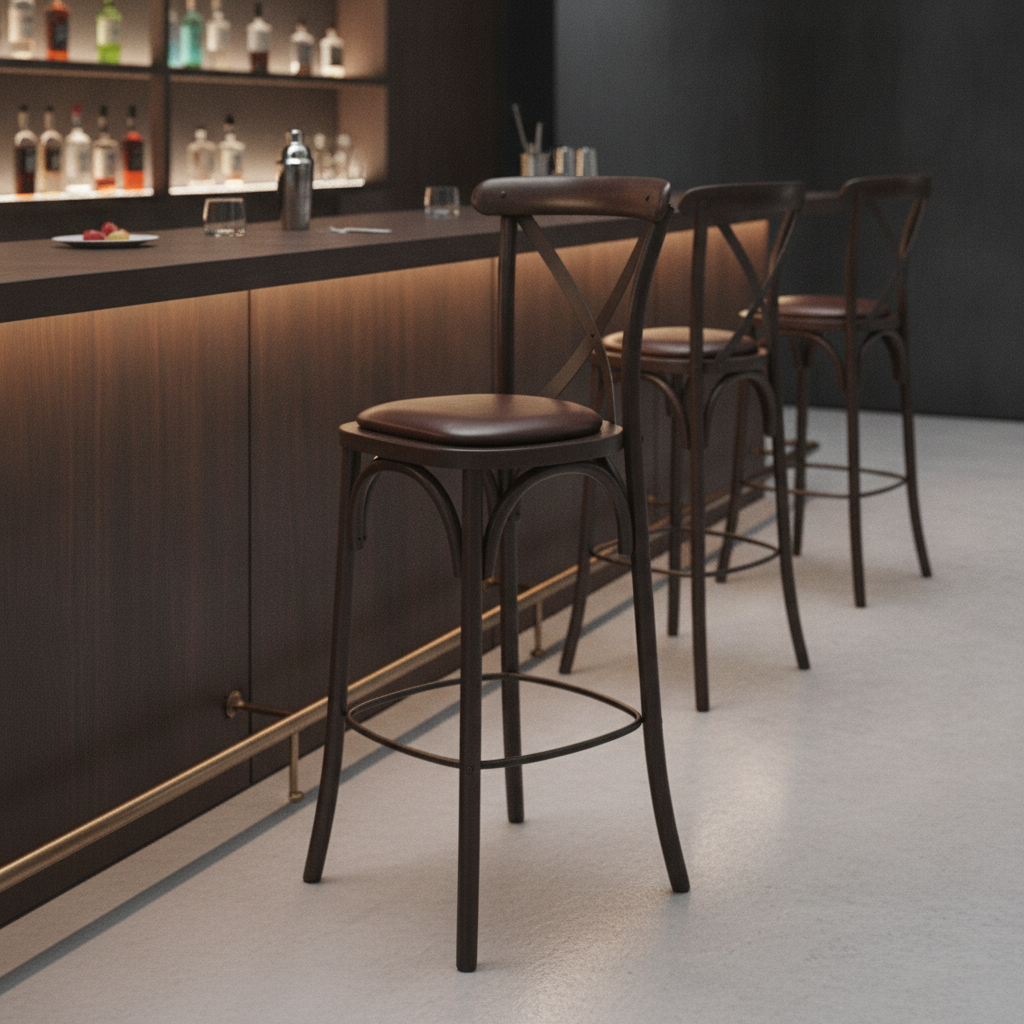Rubber Wood Bar Chair with Padded Seat 1180mm for Stylish Seating
