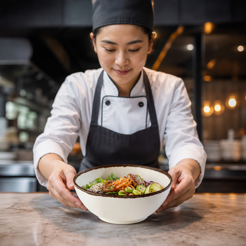 Bowl Finish 210mm Off-White Melamine for Food Service