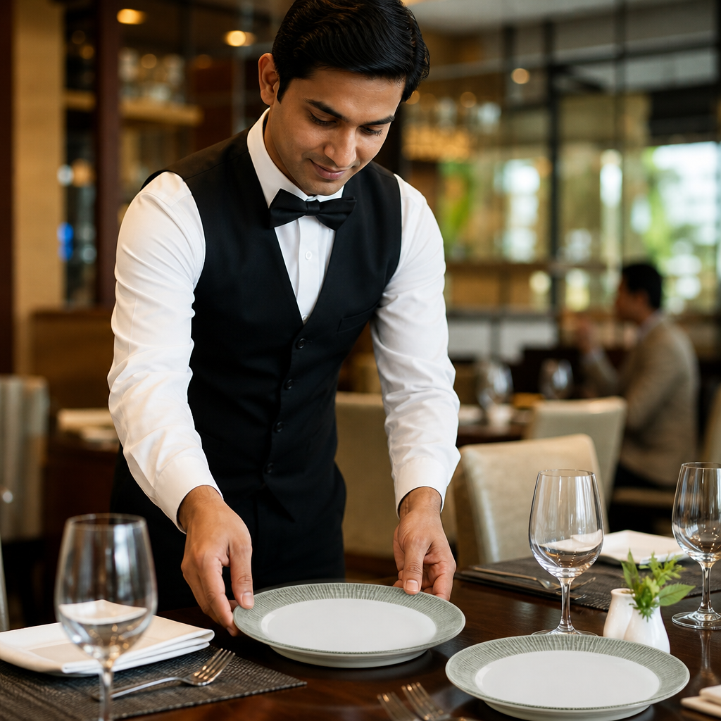 Footed Plates 233mm Vitrified Ceramic for Restaurants (Pack of 12)