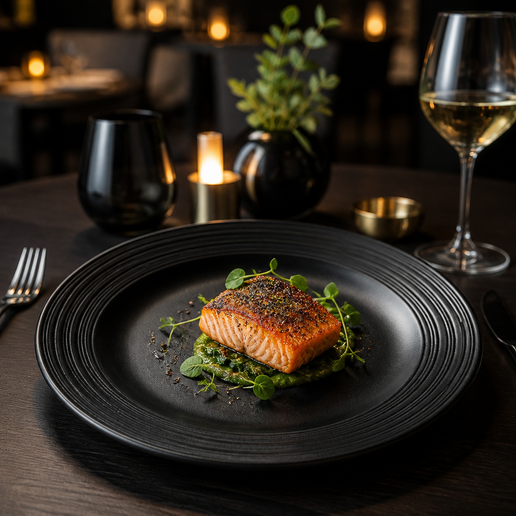 Coupe Plates Matte Noir Vitrified Porcelain for Upscale Dining (Pack of 12)