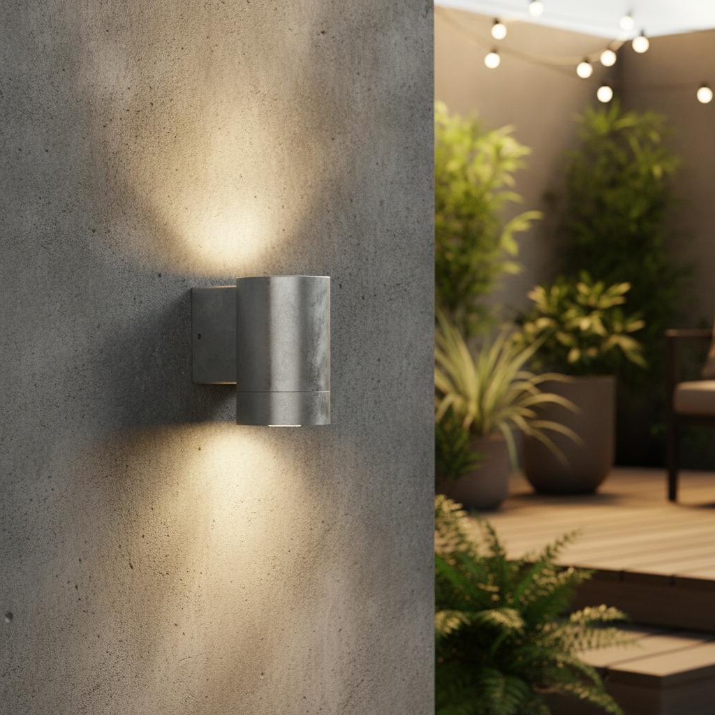 Galvanised Steel Outdoor Wall Light for Patios & Gardens