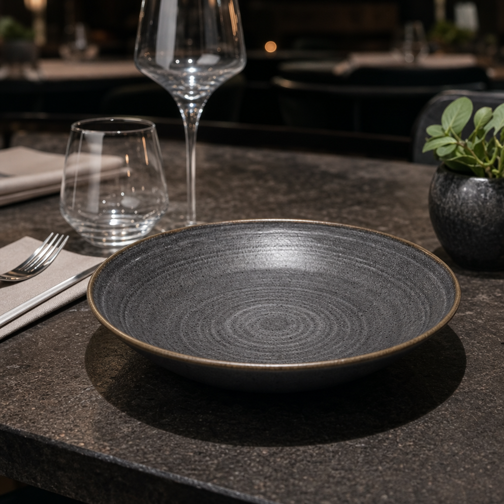 Stonecast Raw Coupe Bowls in Black, 184mm for Restaurants & Cafés