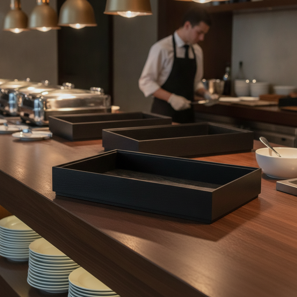 Black Oak Wooden Box GN 1/1 for Buffet Presentations