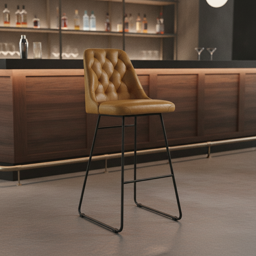 Bruciato Leather Bar Stool with Steel Frame 480x580mm for Stylish Bars