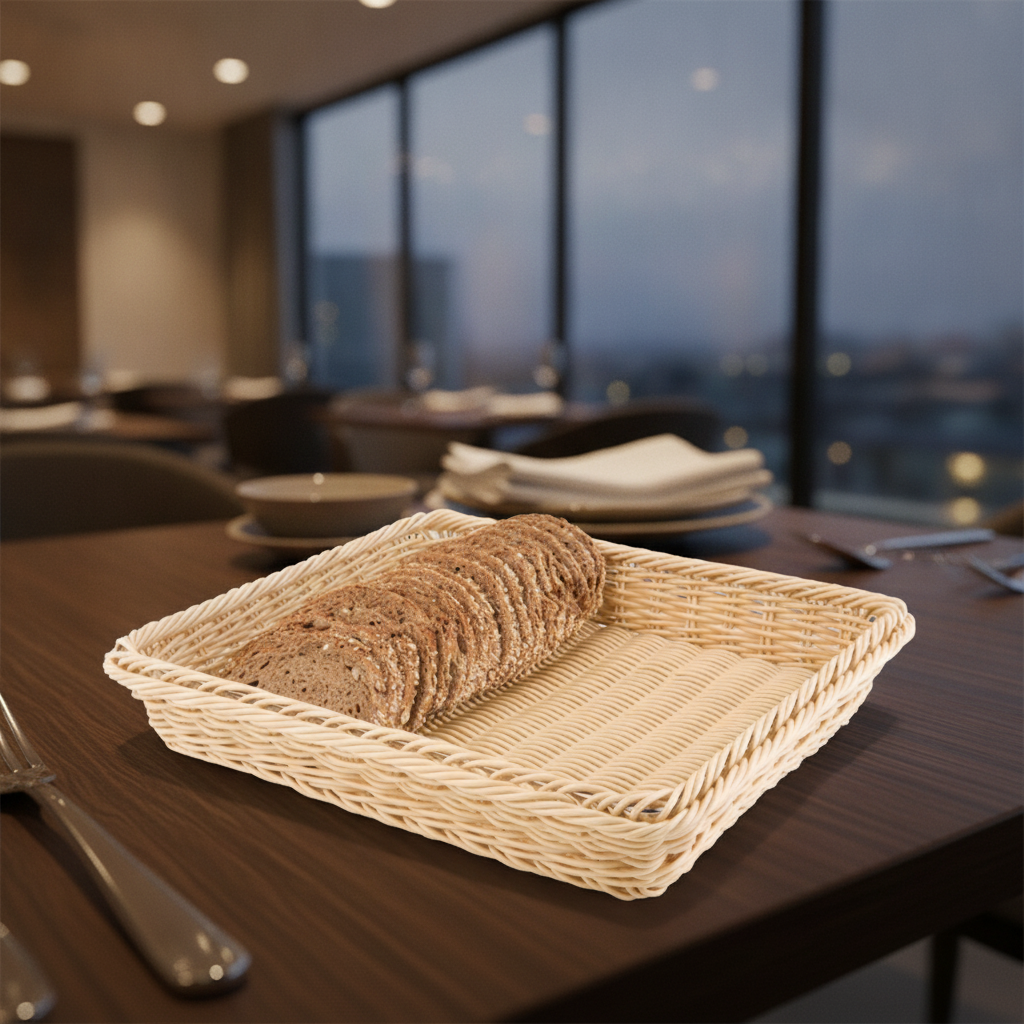 Wicker Natural Rattan Basket 1/2 GN for Serving Breads