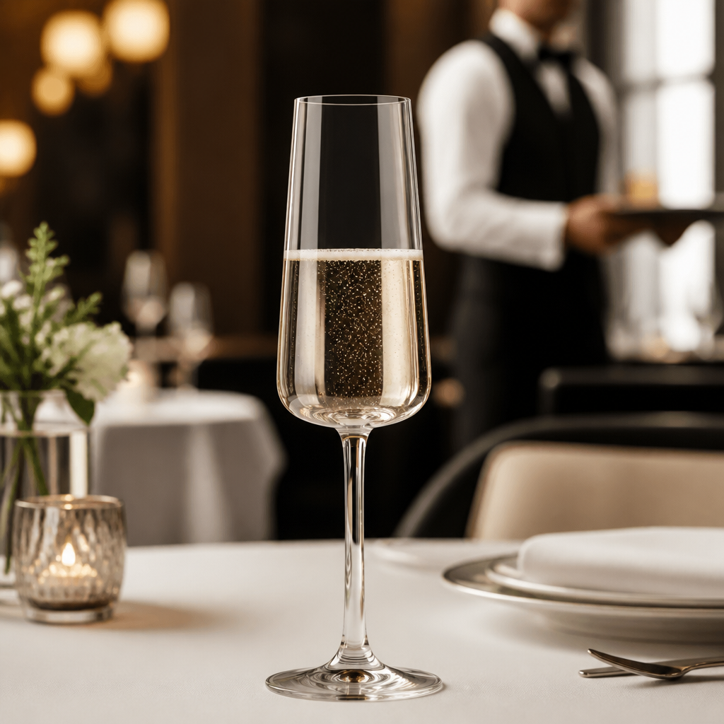Glass Champagne Flutes 200ml for Elegant Table Settings (Pack of 6)