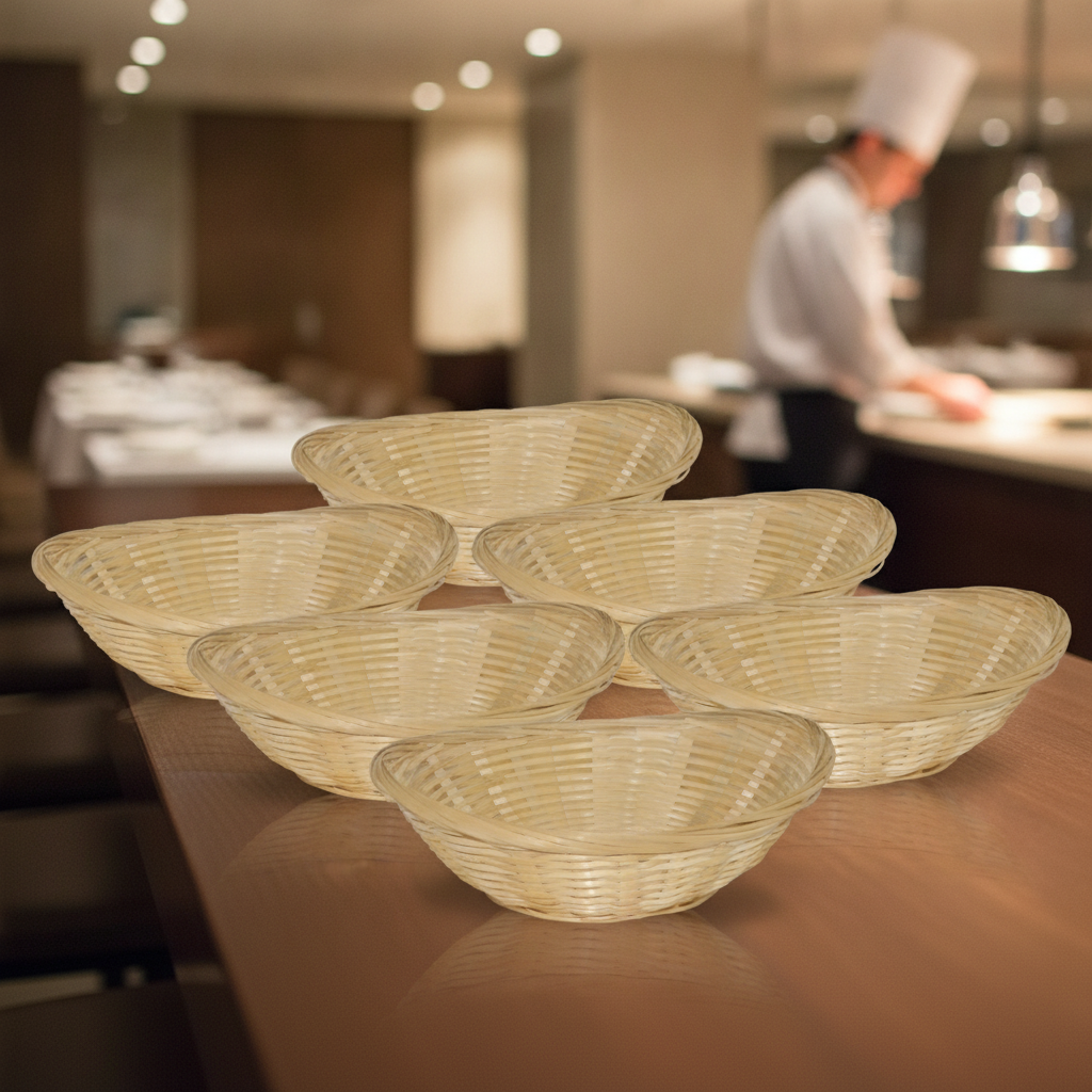 Wicker Oval Bread Basket 228x178mm for Serving and Display (Pack of 6)
