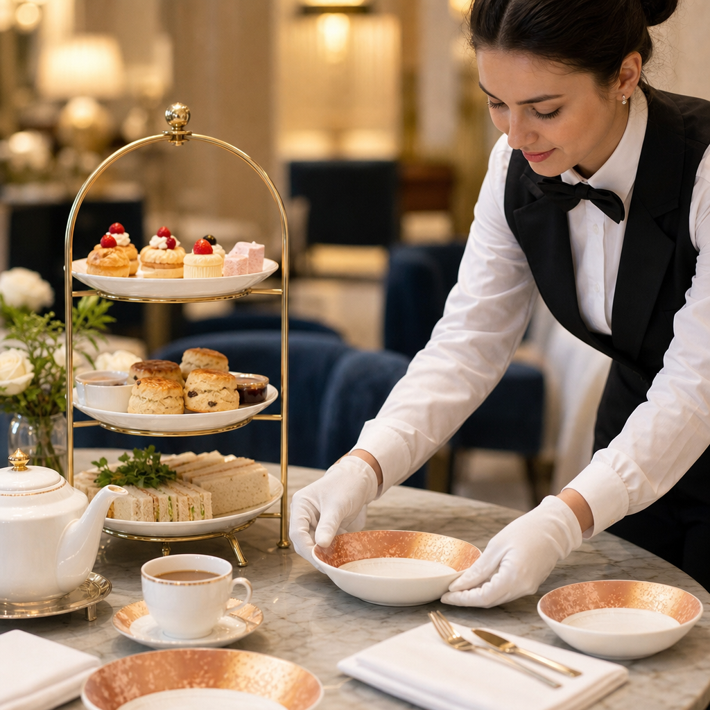 Crushed Velvet Flared Dishes Copper Fine Bone China for Afternoon Tea (Pack of 6)