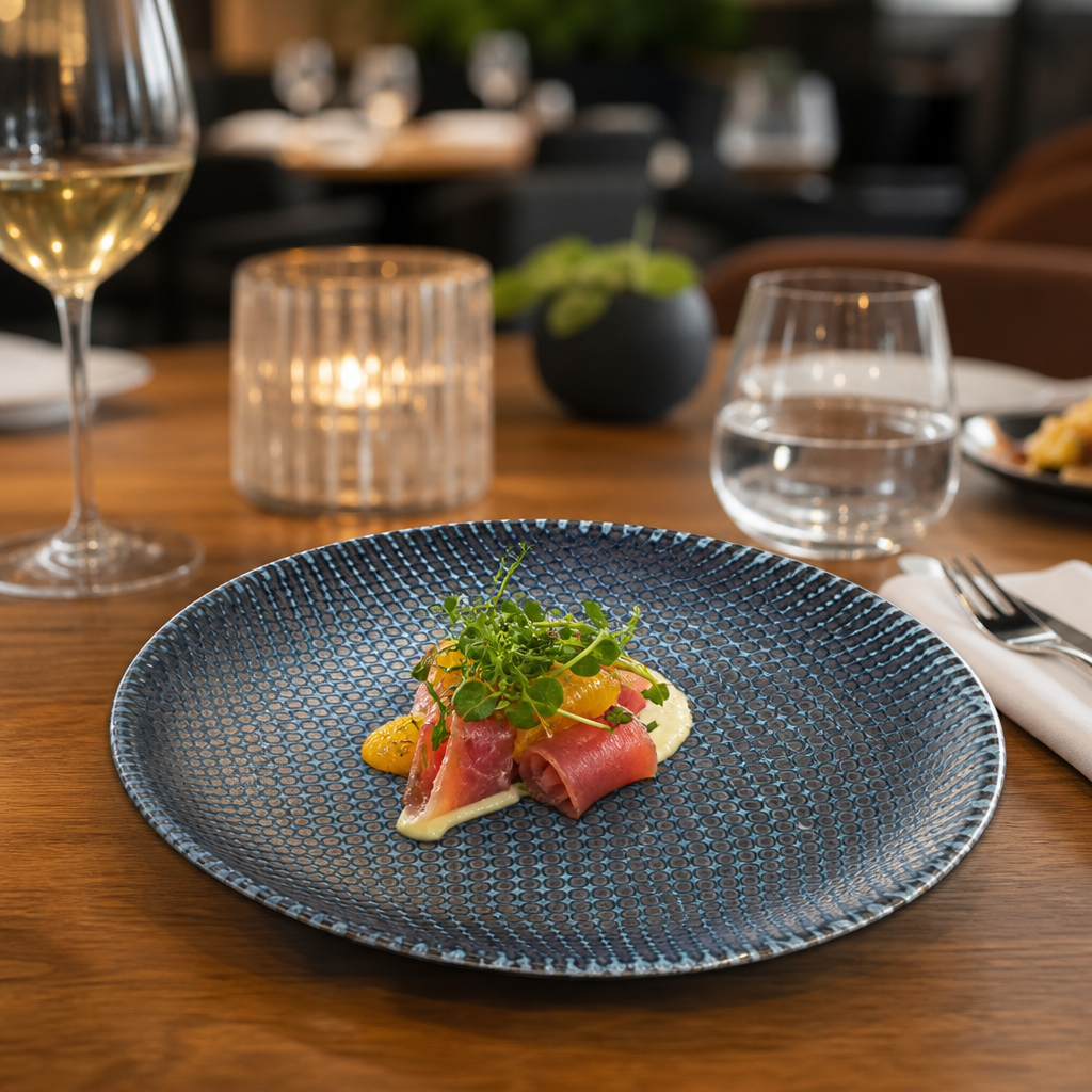 Coupe Plates Metallic 165mm Blue Vitrified Ceramic for Restaurants & Cafés (Pack of 12)