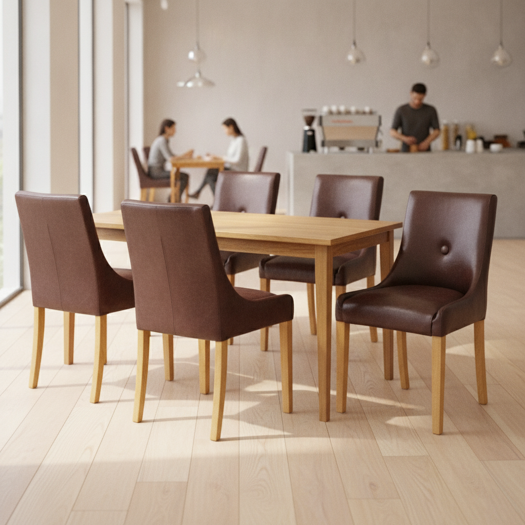 Rubber Wood Dining Chair 870x460mm for Restaurants & Cafés (Pack of 6)