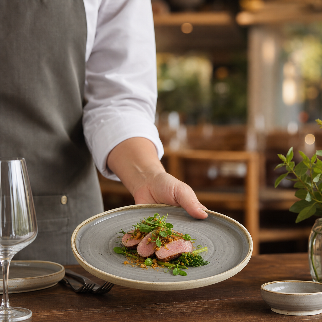 Organic Walled Plates 206mm Grey Vitrified Ceramic for Casual Dining (Pack of 6)