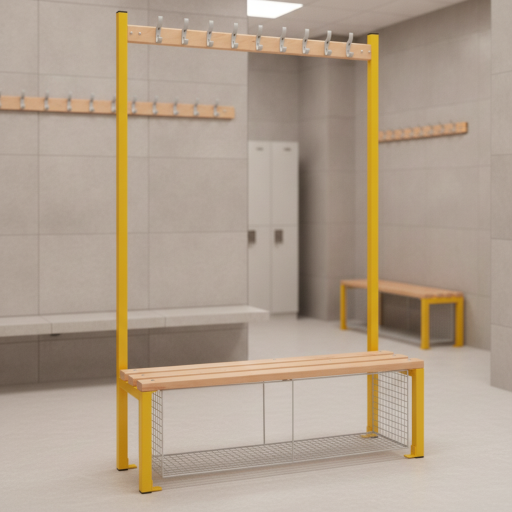 Powder Coated Steel Single-Sided Island Seating for Changing Rooms