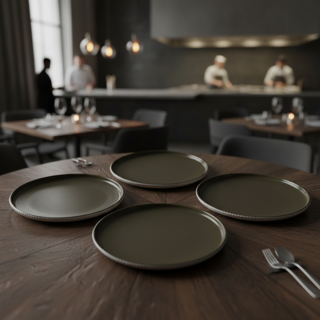 Porcelain Brown Plates 230mm for Catering & Hospitality (Pack of 3)