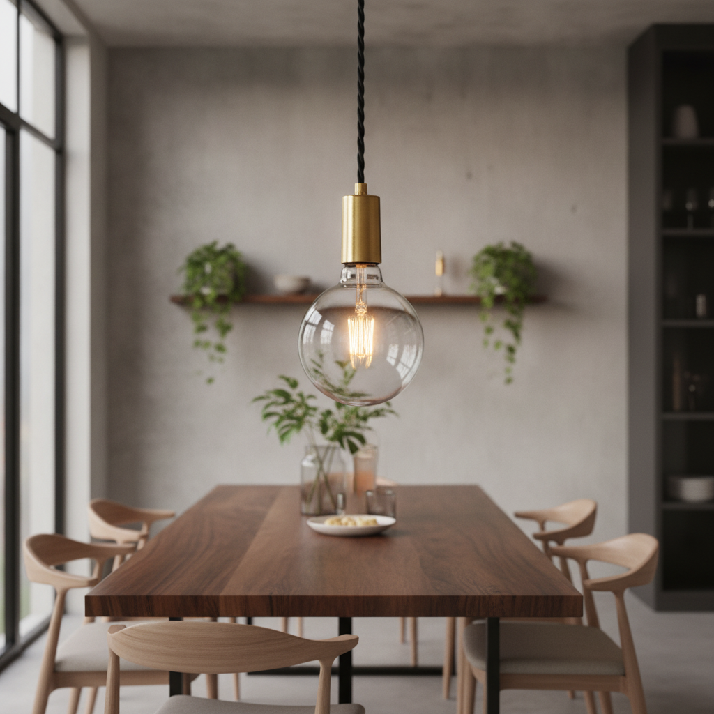 Brass Sleek Edison Wire Pendant Light for Stylish Interiors