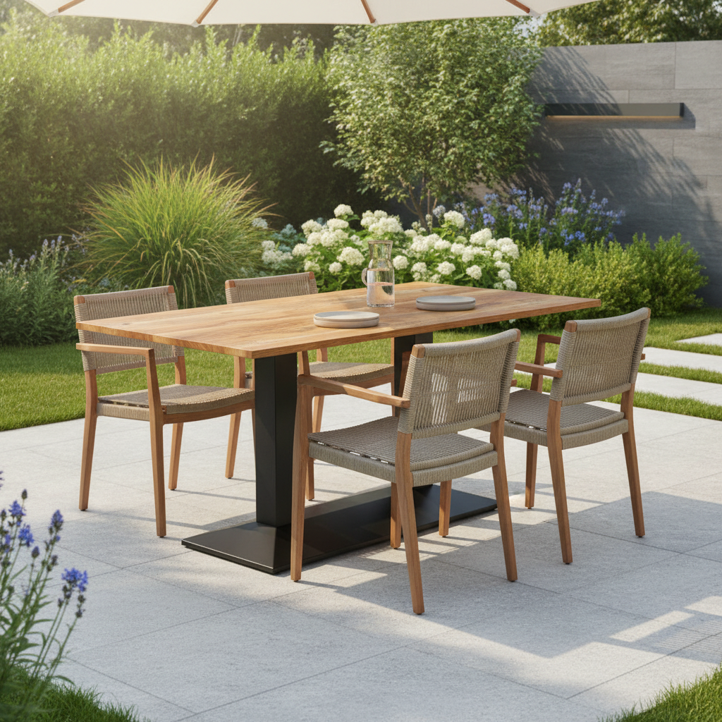 Planked Oak Rectangular Dining Table 1200x700mm for Indoor & Outdoor Use