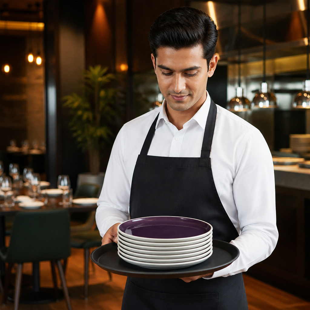 Alumina Round Stacking Trays Vitrified Ceramic for Hospitality (Pack of 12)