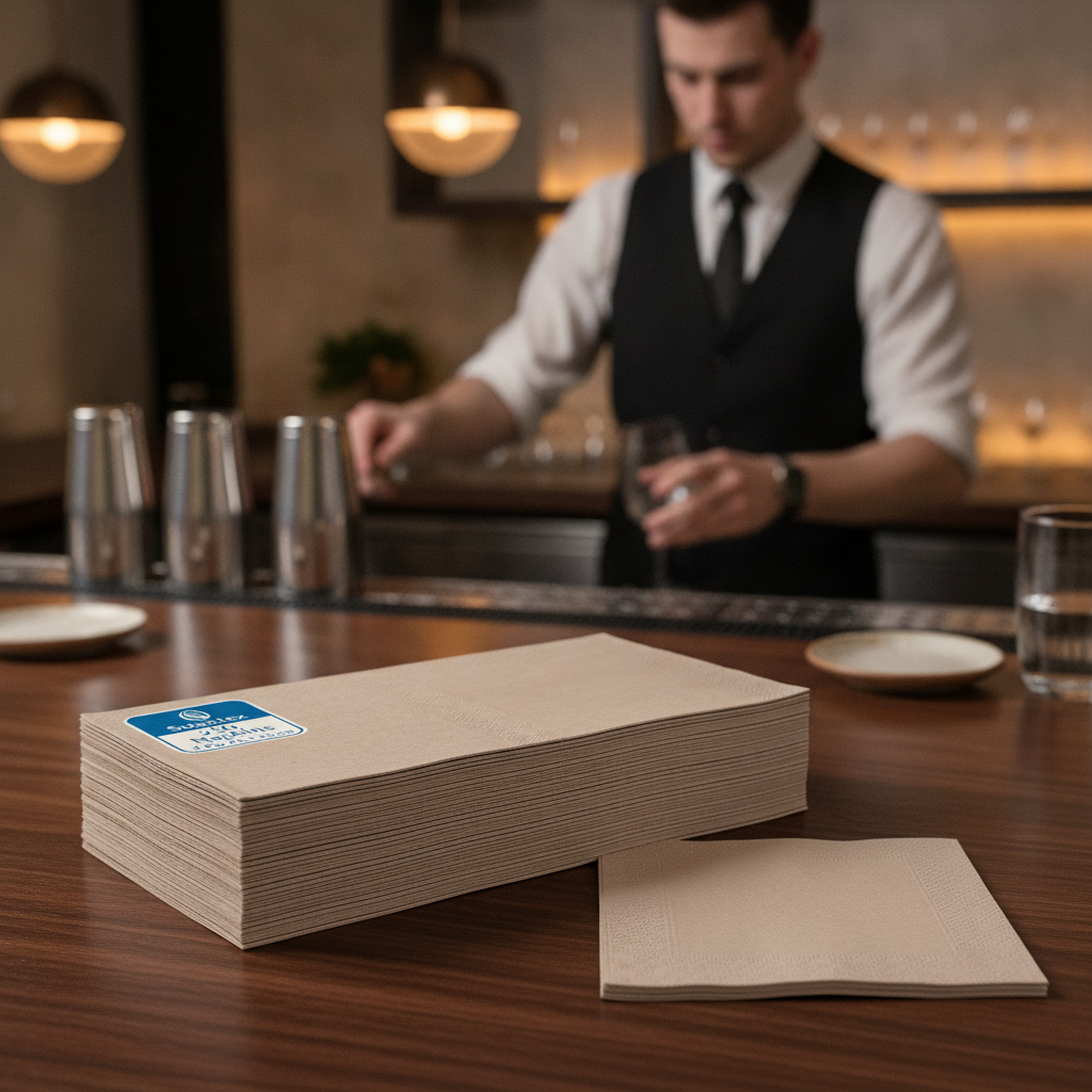 Compostable Kraft Paper Cocktail Napkins 25x25cm for Events (Pack of 2000)
