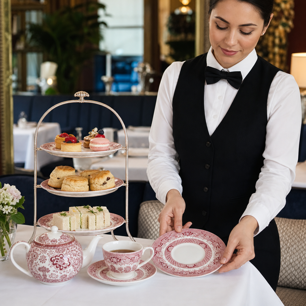 Cranberry Georgian Saucers Porcelain for Afternoon Tea (Pack of 12)