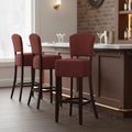 Rubber Wood Bar Chair with Red Upholstery 1175mm for Commercial Use