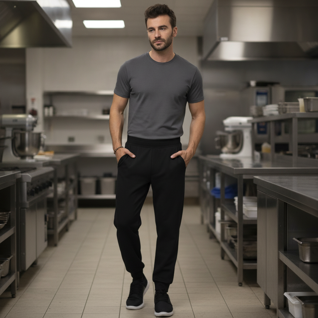 Recycled Polyester Black Jogger 2XL for Hospitality Uniforms
