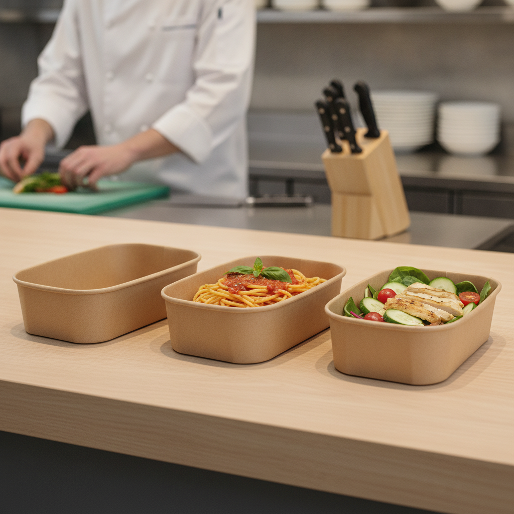 Paper Rectangular Food Containers 500ml to 1000ml for Takeaway Orders