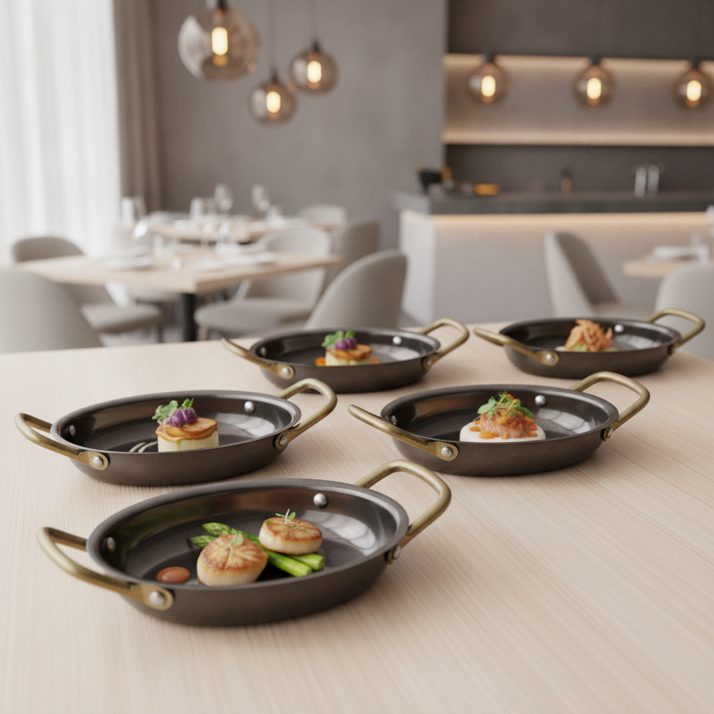 Stainless Steel Oval Dishes Black 165x125mm for Table Presentation (Pack of 6)