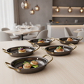Stainless Steel Oval Dishes Black 165x125mm for Table Presentation (Pack of 6)