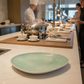 Melamine Plate with Green Interior 270x210mm for Buffets