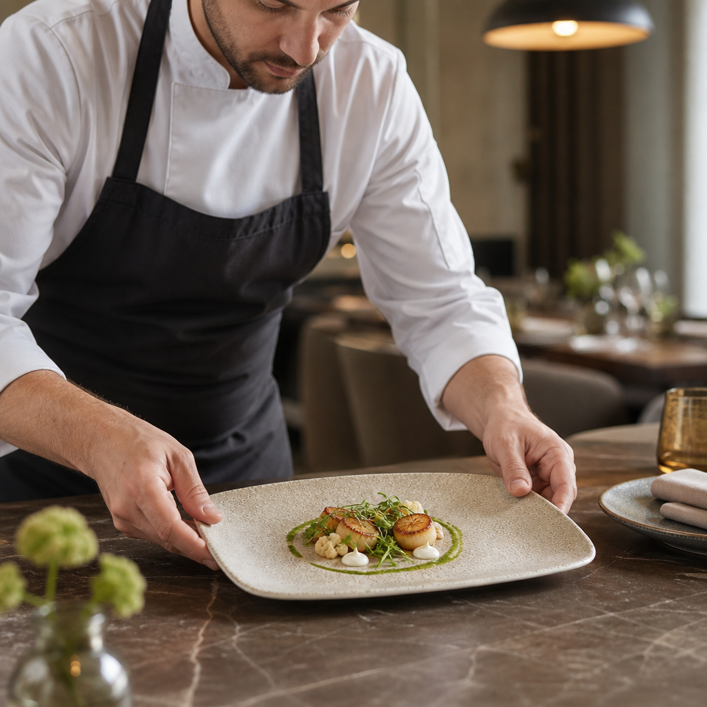 Oblong Chef Plates Grey Porcelain for Catering (Pack of 6)