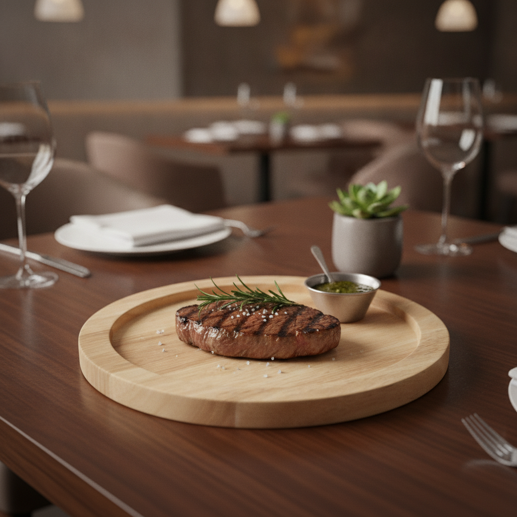 Hevea Wooden Round Serving Board 254mm for Table Service