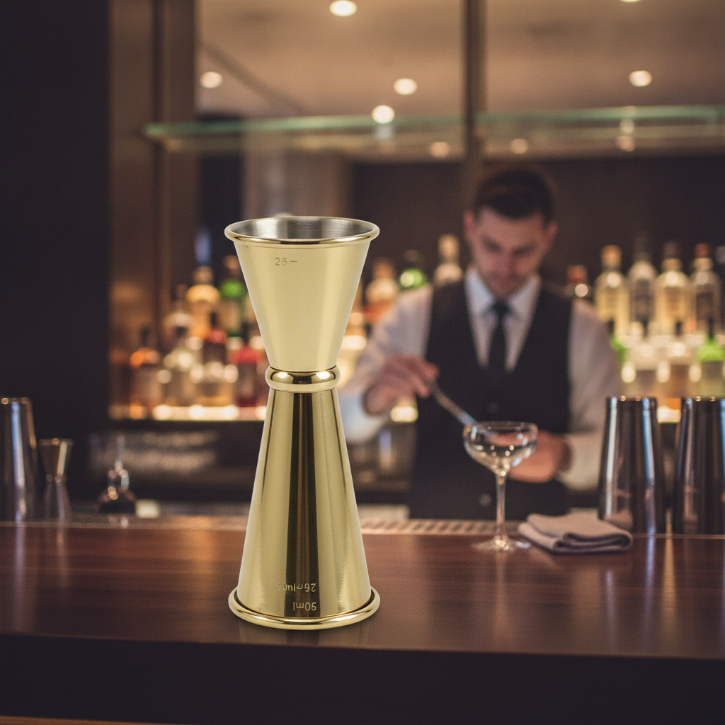 Gold-Plated Double-Ended Jigger 25ml/35ml/50ml for Bartending
