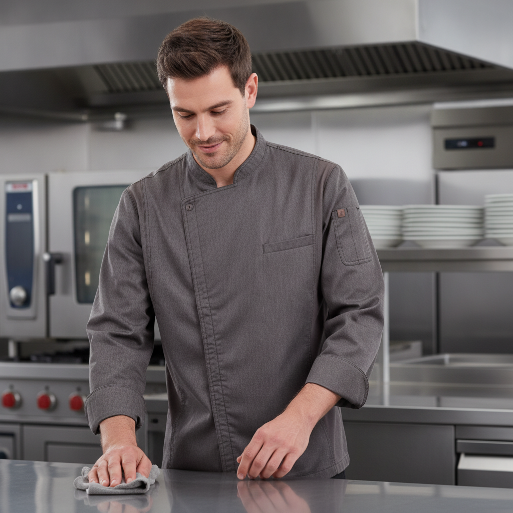 Polycotton Chef Jacket in Grey for Hot Kitchens (Sizes XS-4XL)