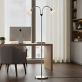 Metal and Glass Double Floor Lamp in Chrome for Home & Office