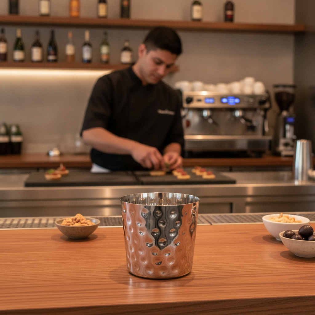 Stainless Steel Hammered Appetiser Cup 72x87mm for Elegant Serving