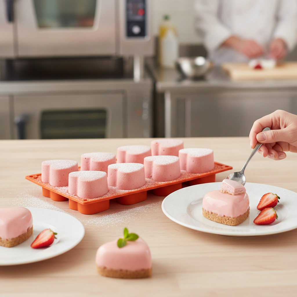 Silicone Heart Shaped Mould for Desserts (Pack of 8)