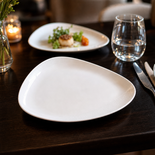 Chefs' Triangle Plates x Inches 12 8 White Vitrified Porcelain for Banqueting Events (Pack of 6)