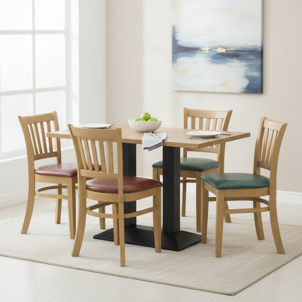 Rubber Wood Dining Table with 4 Chairs 750mm for Home & Dining