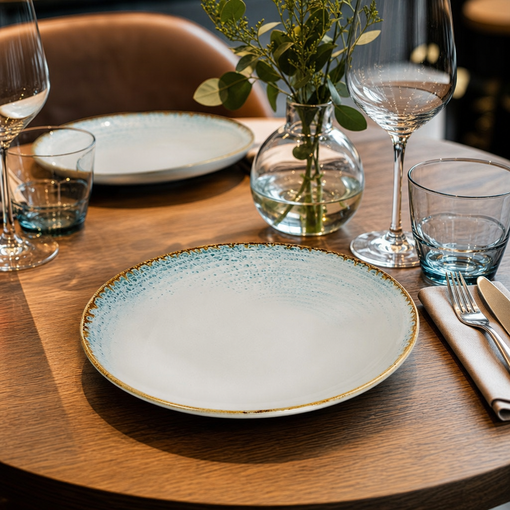 Coupe Plates 220mm Aqua Porcelain for Vibrant Table Settings (Pack of 12)