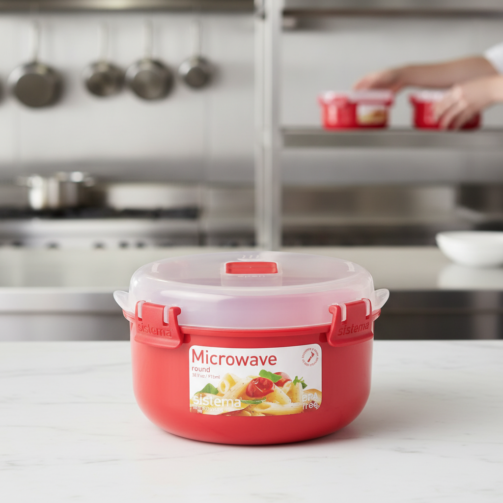 BPA-Free Plastic Round Microwave Bowl 915ml for Food Storage
