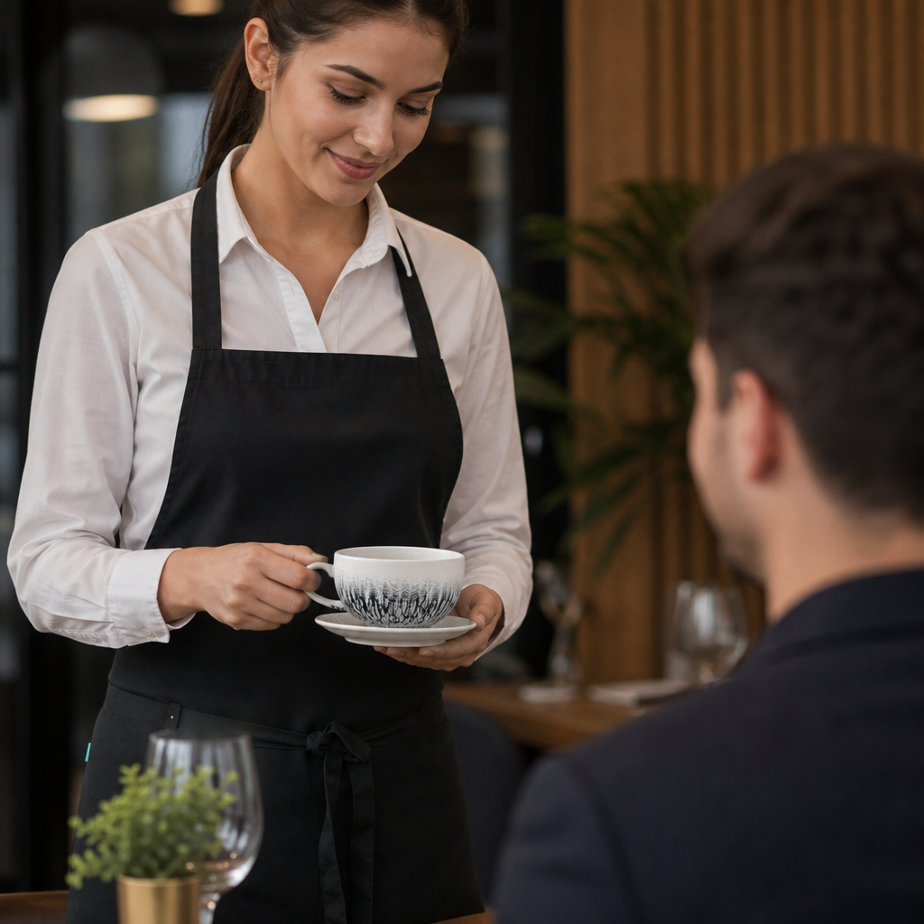 Cups 227ml Black Ceramic for Coffee Service (Pack of 12)
