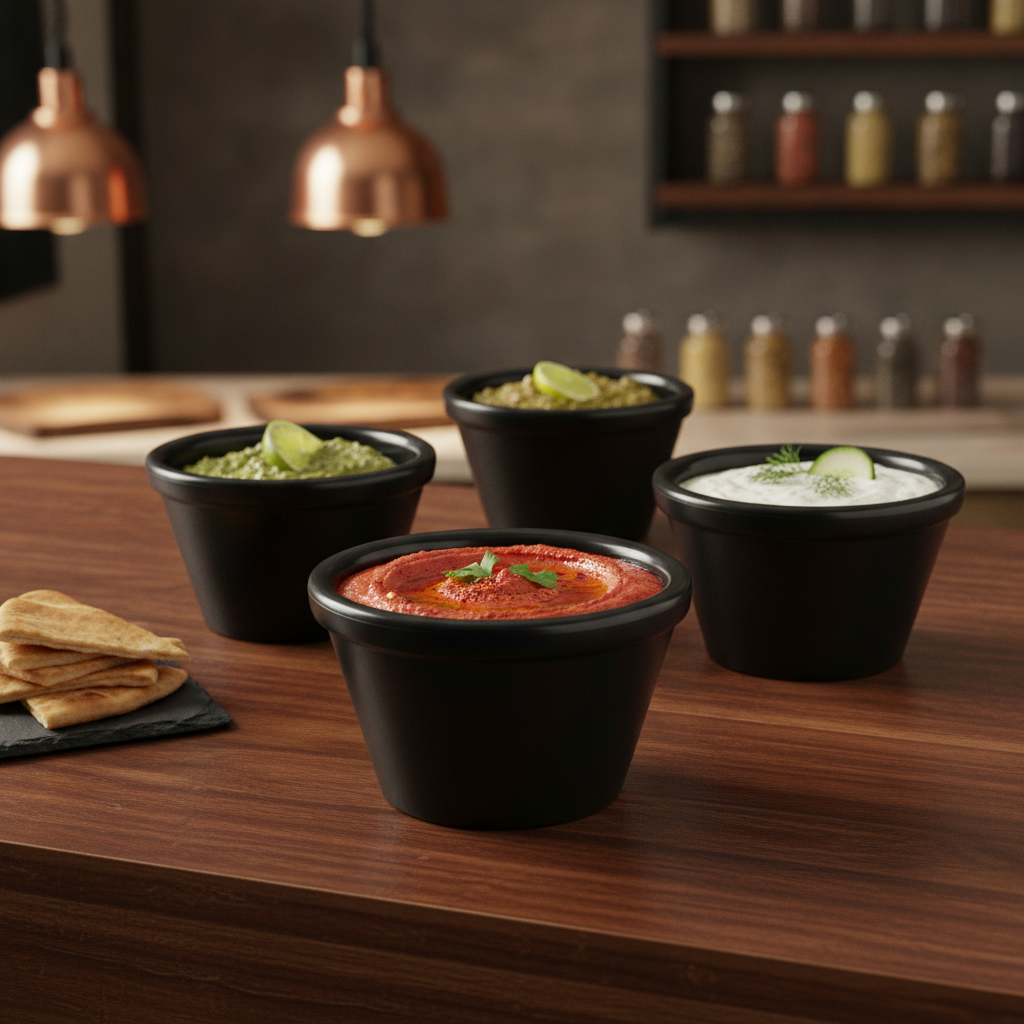 Recycled PET Black Dip Bowl 50ml for Buffet Settings