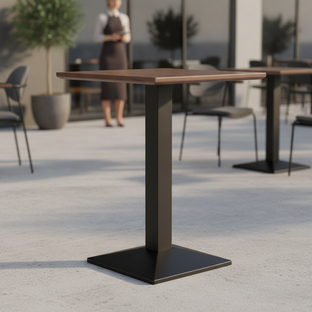 Walnut Poseur Table 700x700mm for Indoor & Outdoor Dining